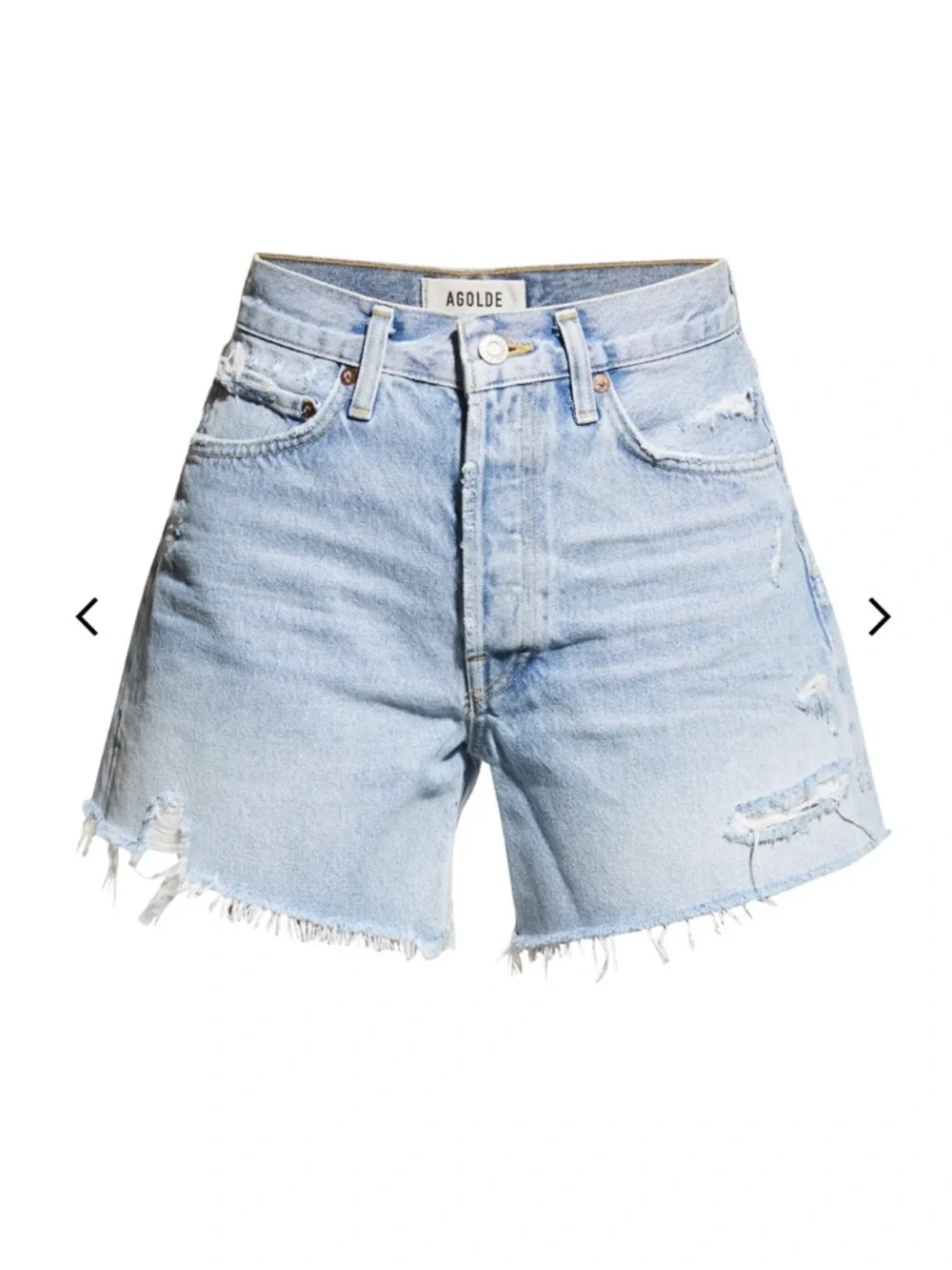 Agolde Parker Long Jean Shorts Size 28 Y2K Distressed Denim Organic Cotton